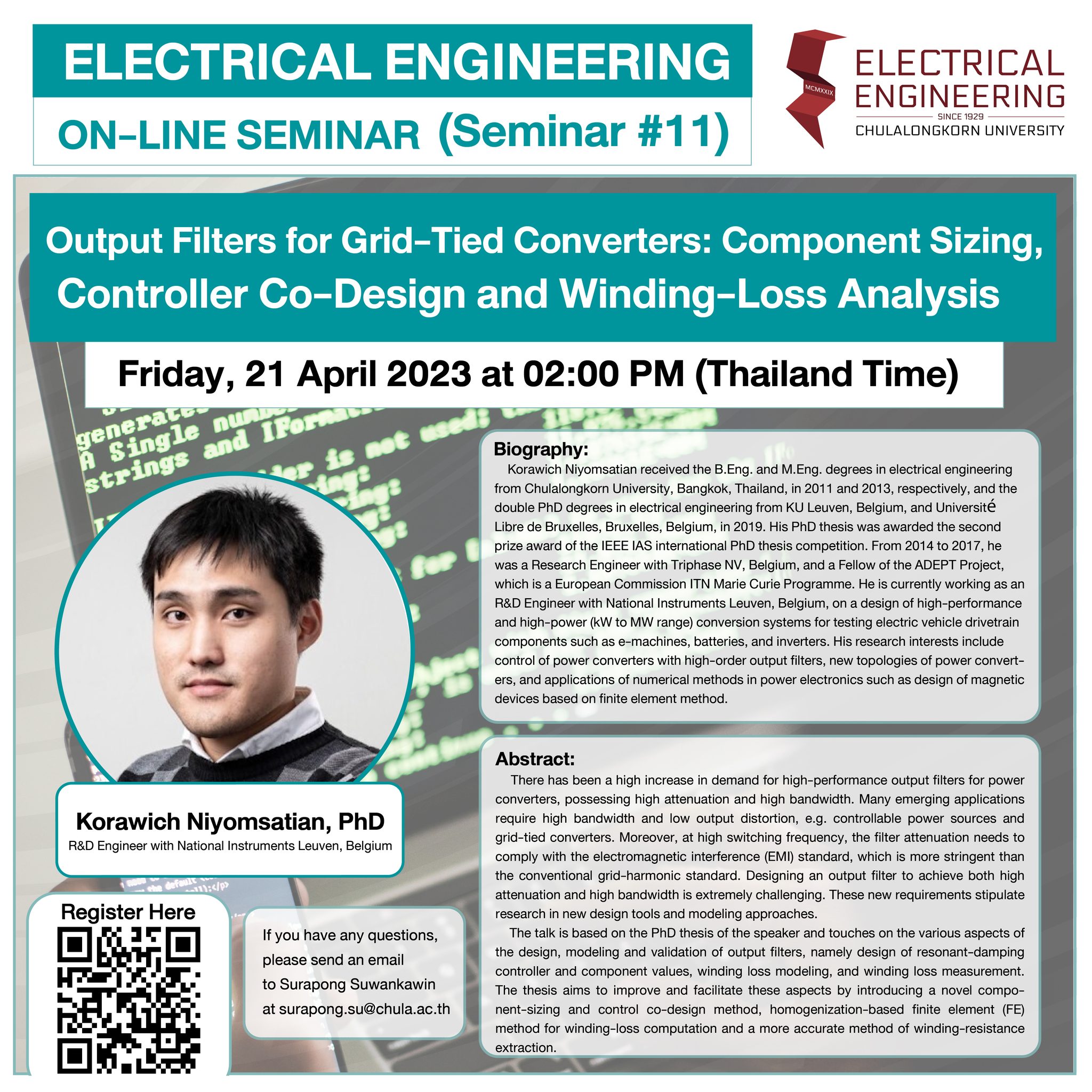 ELECTRICAL ENGINEERING ON-LINE SEMINAR (Seminar #11) "Output Filters for Grid-Tied Converters: Component Sizing, Controller Co-Design and Winding-Loss Analysis"